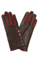 Guantes de Piel Fantasia chocolate y rojo